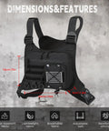 Outdoor Chest Bag For Men Concealed Vest Holster Fits Most Pistols adjustable anti theft EDC pack black tactical front view