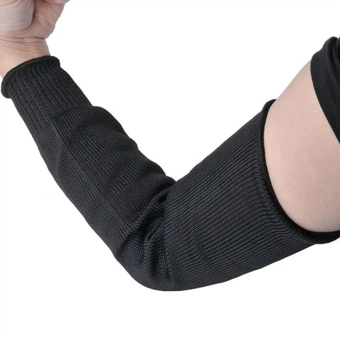 Heavy Duty Arm Protection Sleeves With Steel Wire Weave Level 5 Cut Resistant And Heat Guard Anti Abrasion Wrist Guard on arm