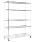 5-Tier Steel Storage Rack With Wheels And Shelves Beefy Built To Last 7500 Lbs Total Capacity Waterproof Liners Rust Resistant Steel Wire