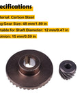 Angle Grinder Spiral Bevel Gear Kit for Makita 9553NB 9554NB 9555NB 9557NB 9558NB Replacement, carbon steel, 48mm ring gear