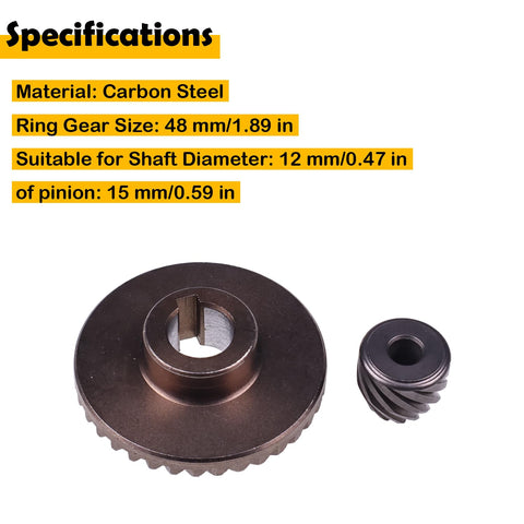 Angle Grinder Spiral Bevel Gear Kit for Makita 9553NB 9554NB 9555NB 9557NB 9558NB Replacement, carbon steel, 48mm ring gear