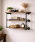 Steampunk shelf using 10 Pack Black Malleable Iron Pipe Nipples Three Quarters Inch By Four Inch Threaded Both Ends For DIY Projects