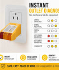 Outlet Tester For North American AC Outlets Fast Wiring Diagnosis Detects Open Ground Reverse Polarity Open Hot Open Neutral Hot Ground Reversed And GFCI Functionality Test, yellow plug-in unit