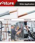 Wostore 5-Inch Tube Bender Set Fits 1/4-3/4 Inch Copper Piping shown in various internal and external HVAC applications.