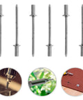 Stainless Steel Closed Blind Rivets With Smooth Rounded Head, 50-Piece Furniture Hardware Rivet Kit, Built To Last For Indoor Outdoor Use, Easy Install, Tough As Nails, Silver Finish