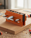 Vertical Hole Opener Dowel Jig Drill Guide Clamp Alloy Body Extended Model for precise hole alignment on wood.