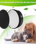 3 Pack Replacement Air Filter Set For Levoit LV-132 Air Purifier With HEPA Filters And Activated Carbon Pre Filters next to pets