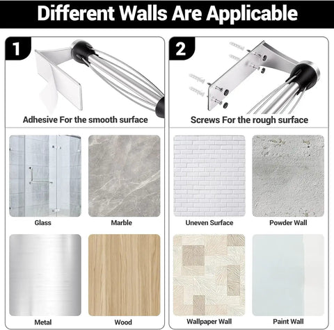 Different wall surfaces for installing One Hand Operable Under Cabinet Paper Towel Holder With Damping For Kitchen And Bathroom Pink Color Easy Grab And Go Access Keeps Towels Neat And Ready Space Saving Mount Smooth Release For Mess Free Cooking And Cleaning
