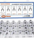 Auto Alignment Body Shims Kit For Camber Caster Toe Adjustment Front And Rear Wheels 144 Pieces in plastic case