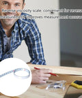 Precision Folding Tape Measure And Measuring Ruler Kit For Tough Woodworking Jobs High Visibility White Finish on workspace surface.