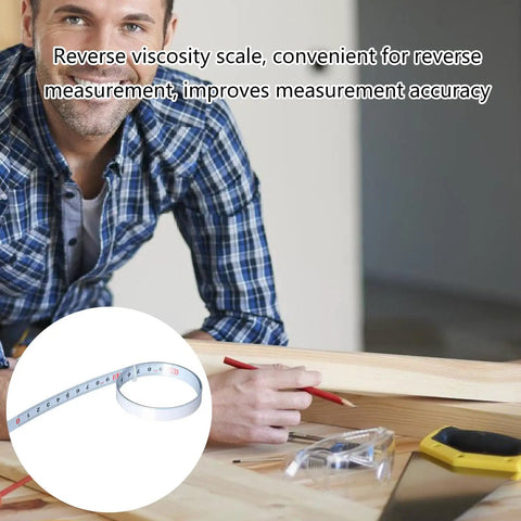 Precision Folding Tape Measure And Measuring Ruler Kit For Tough Woodworking Jobs High Visibility White Finish on workspace surface.