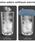 Two Pack Blue Shower Drain Cover With Tub Stopper Crafted From Bpa Free Silicone Stays Firm In Corners, isolates smoke in a glass.