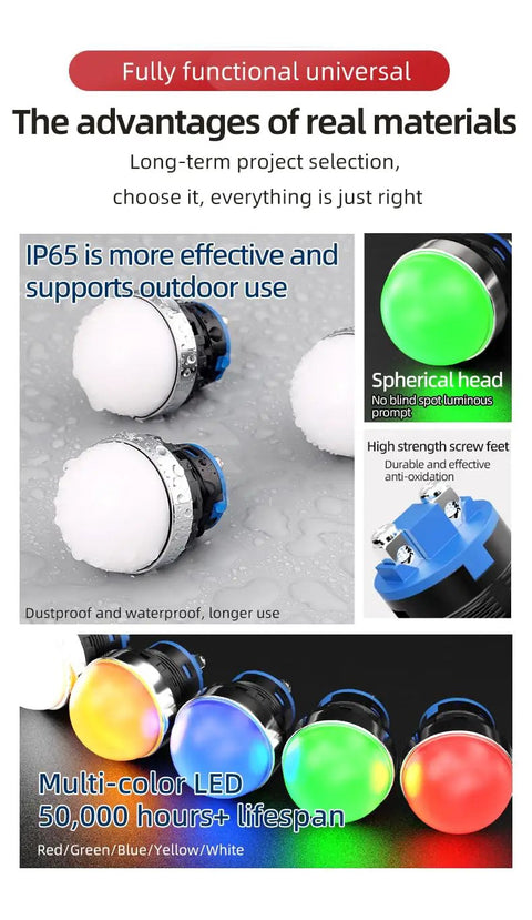 Heavy Duty Industrial LED Indicator Lamp 24V Green Continuous Light Switch IP65 Waterproof And Dustproof Warning Signal Light