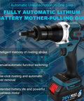 Bad Boy Portable Cordless Rivet Nut Gun With Beast Mode 5.2Ah Battery for effortless metal fastening, featuring quick rivet removal and automatic functions.