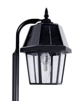 Black Solar Garden Light With Shepherd Hook Outdoor Pathway Lamp Resin Acrylic Body And Cast Aluminum Post 21 Inch Tall Bright 80 Lumens Weatherproof And No Fuss Setup For Walkways Gardens And Yard Decor.