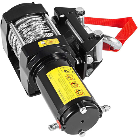 Beefy 12V 4000 LB Electric Winch Kit With About 33 Feet Steel Rope For ATV UTV Tow Off Road Use Includes Wireless Remote Control And Mounting Bracket Included, black winch with steel rope and mounting bracket