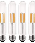 Vintage T9 LED Tube Bulb That Replaces 60W, 5W Draw, Dimmable Warm White 2700K, Edison Style Clear Glass UL Listed E26 Base, 4 Pack