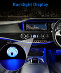 Automotive oil pressure gauge, 2-inch (52mm), blue backlit dial, 0–100 PSI, installed in car dashboard.