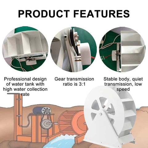 Portable Outdoor Water Wheel Generator 50W 100W For Ponds, Streams, Rivers, And Canals, Quiet Low Speed Hydroelectric Turbine Kit