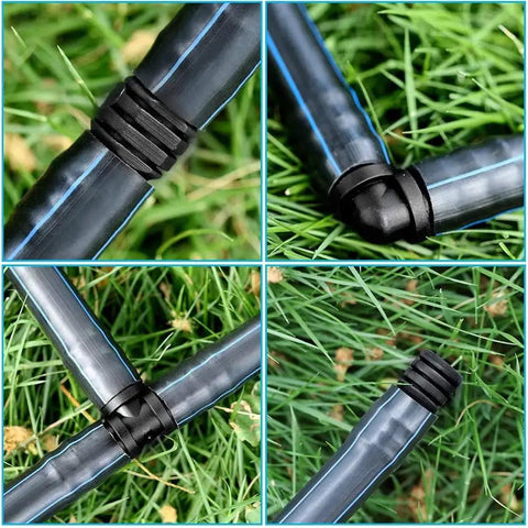 100Pcs Drip Irrigation Connectors Fittings Kit For One Half Inch Tubing Including 30 Tees 30 Couplings 20 Elbows displayed