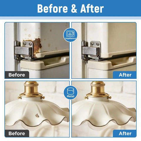 Before and after using Biscuit Colored Touch Up Paint Pen High Gloss Multi Surface Acrylic Scratch Repair For Appliances Metal Walls Cabinets Wood Doors Furniture Enamel 1.5 Fl Oz on hinge and lamp