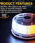 Hella Durable 14 Mode Led Warning Beacon With Badass Magnetic Mount For Forklift Construction Trucks And Farm Equipment White Amber Strobe Light Super Knockout Visibility, showing high quality ABS shell and LED features.