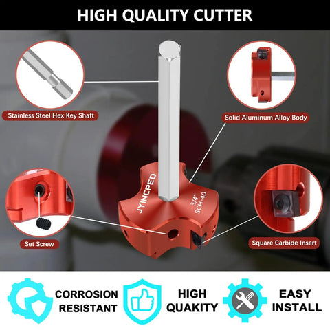 JYINCPED PVC Fitting Saver 3/4 Inch with triple blade and 1/4-inch hex shaft for plumbing Sch.40 CPVC ABS, featuring solid aluminum alloy body.