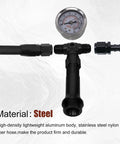 Holley 4150 Compatible Dual Feed AN6 Braided Fuel Line Kit with 0-160 Psi Vacuum Gauge showing aluminum and steel materials.