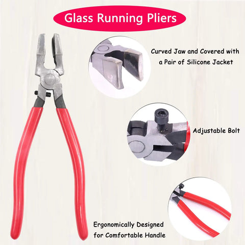 Must Have Complete Glass Cutting Tool Set Kit With 8 Inch Tile Nippers 8 Inch Running Pliers detailed view