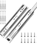 10 Inch Ball Bearing Drawer Slides Set With 6 Pairs, 12 Pieces, 100Lb Capacity, Full Extension Side Mount Slides in silver with screws