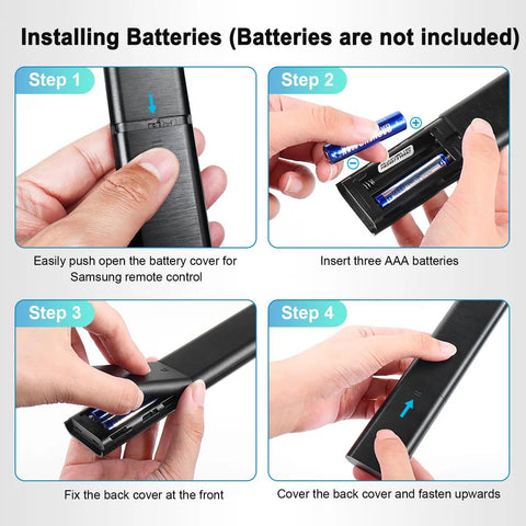 Universal Remote Control Replacement For Smart TV Compatible With All Samsung Series LED LCD QLED HDTV 2019-2025 battery installation
