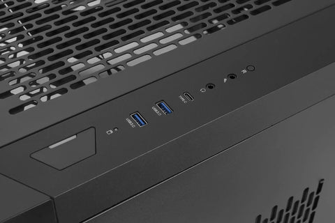 Top view of the CTE C700 Air Mid Tower Case With Centralized Thermal Efficiency Design, showing USB ports and ventilation panel.