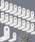 20 Pack Small White L Brackets Stainless Steel Corner Braces Rack Hardware Rust Resistant Built Like A Tank Shelf Supports for DIY.