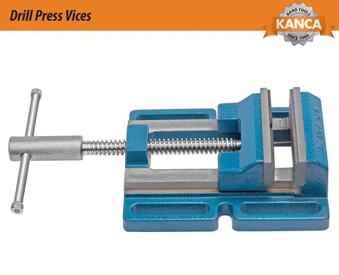 Low Profile Drill Press Vise 4 Inch DRL 100 Built Tough For Drilling Reaming And Tapping Projects Cast Iron Base Blue