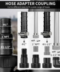 Hose adapter coupling for Heavy Duty 1 HP Submersible Sump Pump with 4700 GPH Flow, compatible with various sizes.