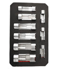 Line Socket Wrench Set 10-22mm For Diesel Injector Fuel Lines With 1/4, 3/8, 1/2 Inch Drives 9-Piece Chrome Vanadium Hand Tool Kit