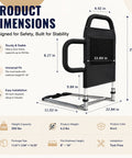Heavy Duty Bed Rails For Seniors With Non Slip Ergonomic Handle And Storage Pocket Adjustable Tool Free Setup ASTM Approved
