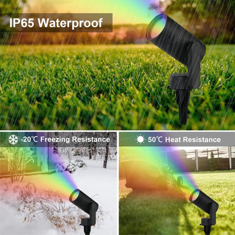 Lit Smart RGBW Color Changing Landscape Lighting Kit 3 Pack Outdoor Spotlight Set With App Control Waterproof Yard Lights