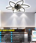 20 Inch Bladeless Ceiling Fan With Lights Remote Control Flush Mount Low Profile Modern Ceiling Fan in bedroom setup