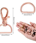100 Piece Hardcore Swivel Keychain Clips With D Rings And Lobster Clasps 24mm Snap Hooks in diverse colors shown on hand.