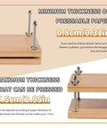 Wooden binding press showing paper thickness adjustments for 0.8cm to 7.5cm in All In One Book Binding Kit With Press And Wooden Binding Press Includes Book Cloth Book Cover Boards Bone Folders Awl Wax Thread Bind Straps And Ribbons For DIY Journal And Album Making Great For Beginners And Crafters.