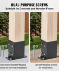 Hella Durable Heavy Duty Post Brackets 4 Pack Matte Black Wood Column Base Connectors For Deck Railing And Pavilion Support, screws for concrete and wood floors