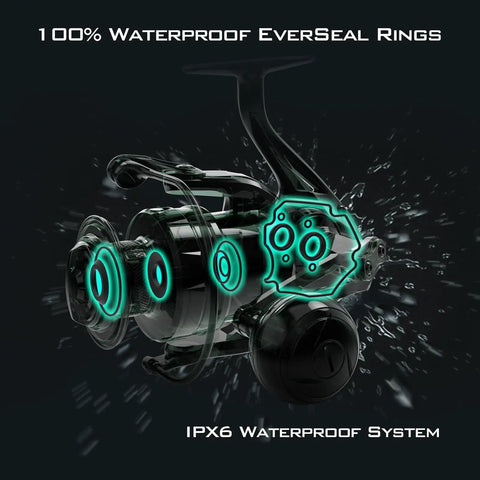 Kapstan Elite High Speed Saltwater Spinning Reel Size 3000 with IPX6 Waterproof EverSeal rings and intrusion shield technology