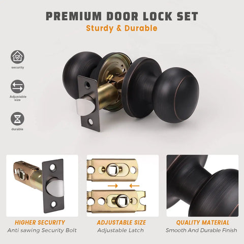 Oil Rubbed Bronze Indoor Door Knobs 2 Pack Non Locking Passage Door Knob Set For Hallway And Closet ANSI Grade 3 Certified
