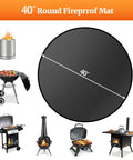 40 Inch Round Fire Pit Mat For Outdoor Grills And Bonfires, Heavy Duty Four Layer Fireproof Pad with various grills and pits