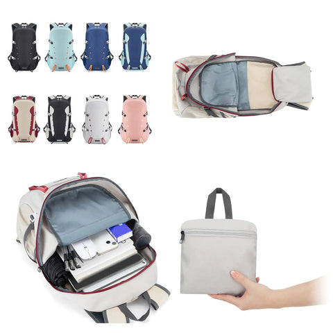 35L Water Resistant Daypack For Outdoor Adventures Foldable Hiking Backpack with multiple compartments and portable pouch