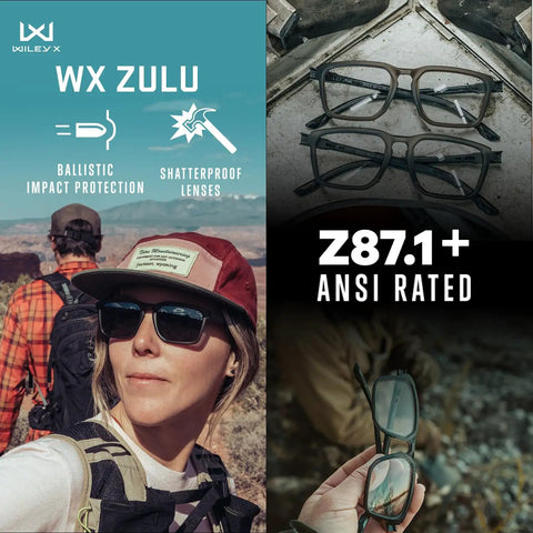 Active Safety Sunglasses Featuring Shatterproof Captivate Black Mirror Lenses Full UV Eye Protection ANSI Z87.1 Certified worn outdoors.