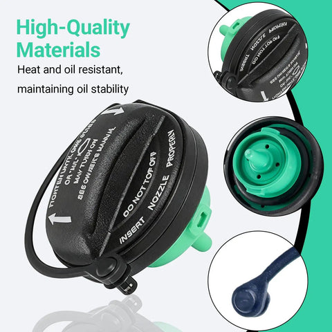 Leak Proof 2.44 Inch Fuel Tank Cap Replacement For Volkswagen And Audi, heat and oil resistant ABS material, product angles shown
