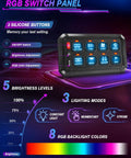RGB interface of 8 Gang Wireless Switch Panel With Remote Control For Off Road Trucks SUVs UTV RV 165 Ft Range 5 Level Brightness