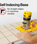Using Grid Router Guide Kit for Dovetail Track Systems with self-indexing design to create dovetail grids on wood panel.